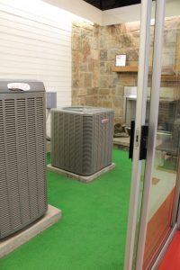 Photo of quiet ac units inside Fenix Heating & Cooling showroom in Wichita, air conditioner sound