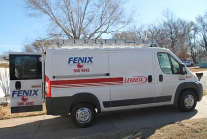 Fenix heating and air truck at a Wichita house