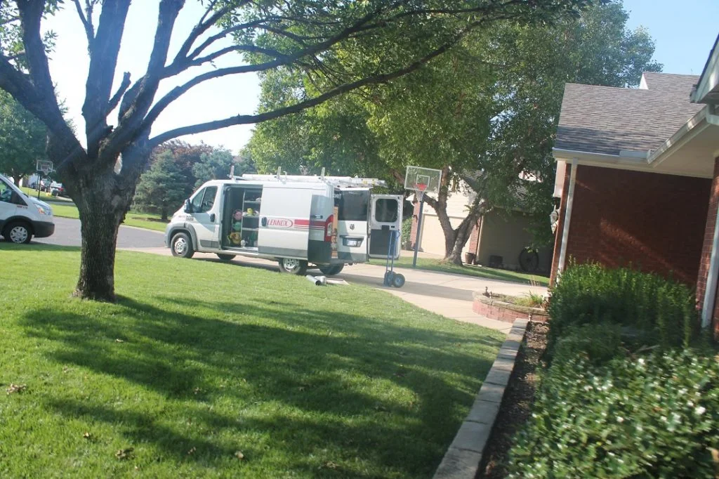 Fenix HVAC van parked at home in West Wichita for installation work